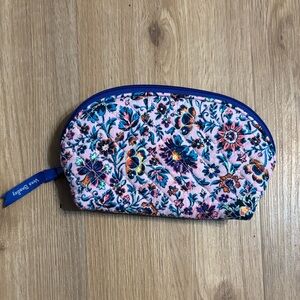 Vera Bradley Floral Quilted Zip Pouch in Pink and Navy